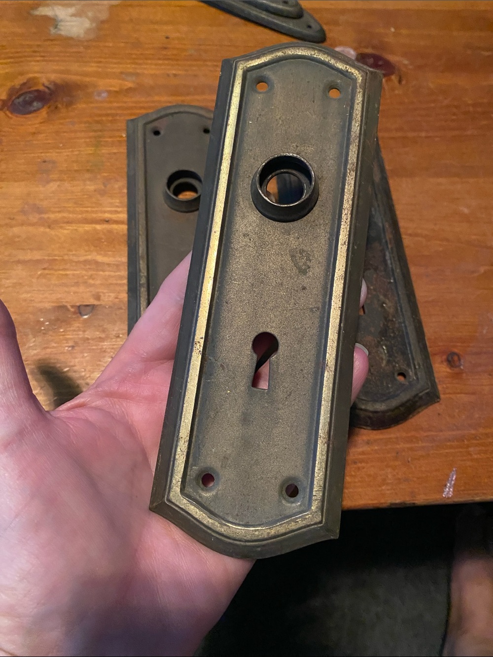 1920’s Antique Metal Keyhole Backplate. 3 total.